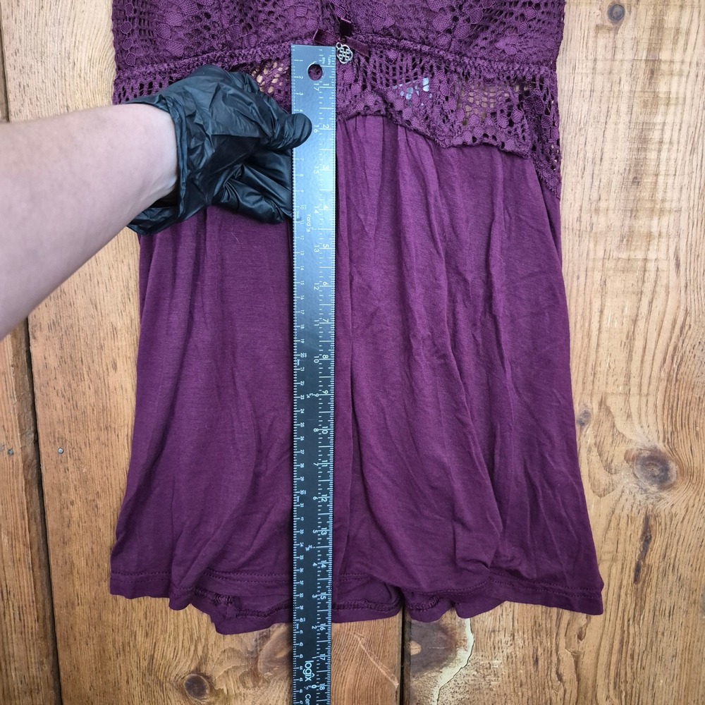 Daisy Fuentes Plum Purple Lace Racerback Baby Doll Camisole Top Size Medium - Picture 8 of 11